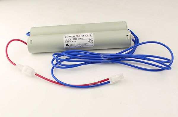 2-3NR-CY-LEB相当品 (同等品) 東芝ライテック製非常灯器具用交換電池 7.2V3000mAh ＜年度シール付き＞ コネクター付きそのまま取付できます。