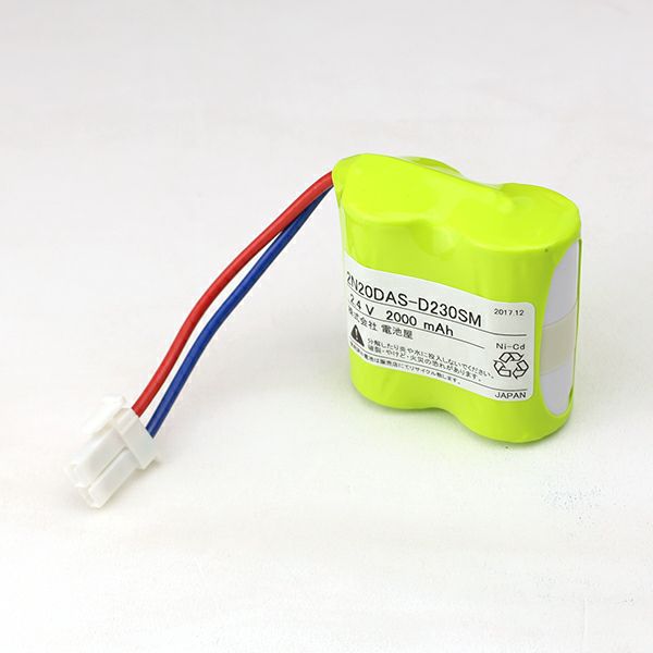 2N20DA相当品 三菱電機製誘導灯用交換電池  2.4V2000mAh  ※ヒューズ付き ＜年度シール付き＞ コネクター付きそのまま取付できます。