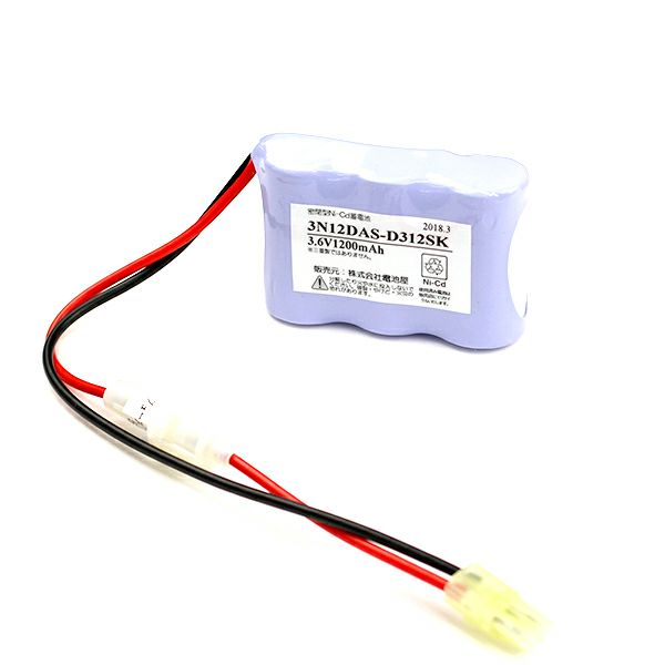 3N12DA相当品 三菱電機誘導灯用交換電池  3.6V1200mAh ＜年度シール付き＞ コネクター付きそのまま取付できます。