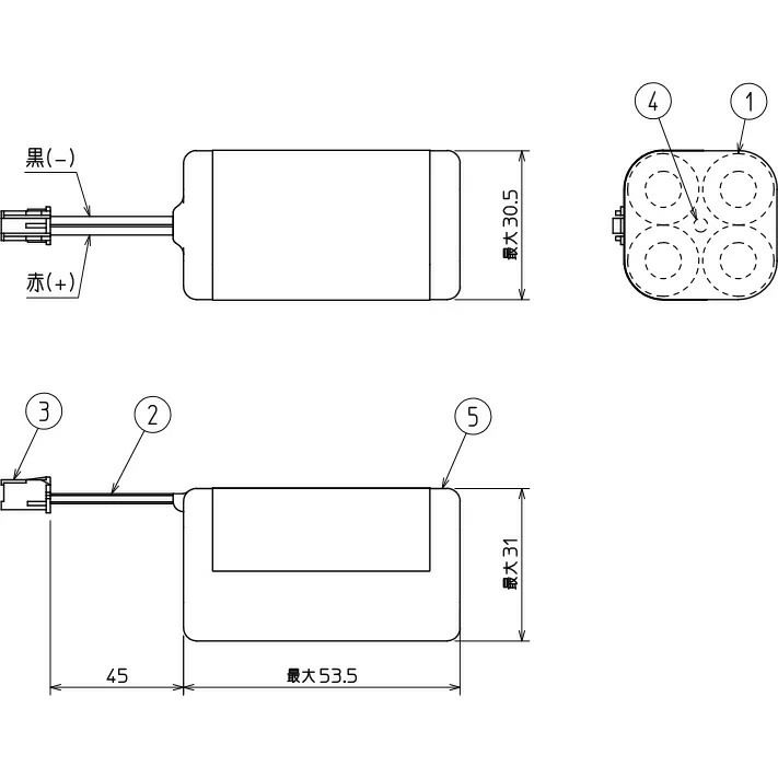 4H15DB 三菱電機 誘導灯・非常灯用交換電池 4.8V1450mAh