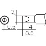 T12-D4 白光　こて先　４Ｄ型